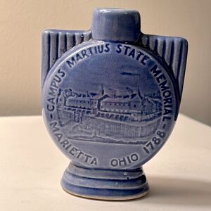 Vintage Small Light Blue Bud Vase Marietta Ohio Campus Martius State memorial